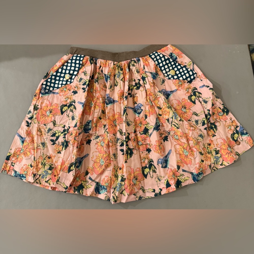 Matilda Jane Floral Skirt with Blue Accent Buttons and lined